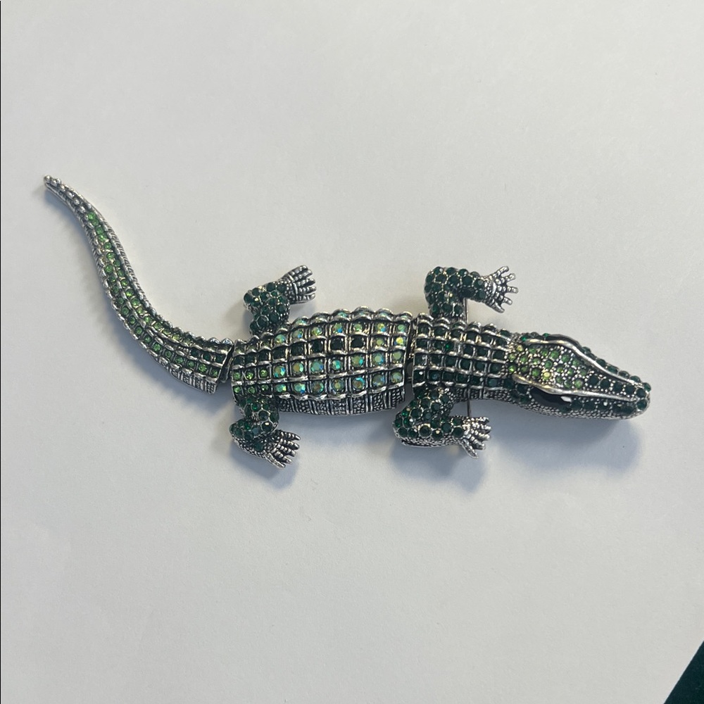 Green and Silver Reptile Brooch